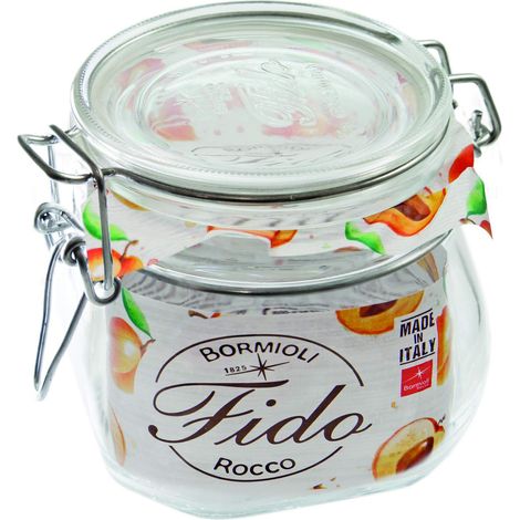 Lot de 6 bocaux en verre avec caoutchouc 560 ml, Blanc
