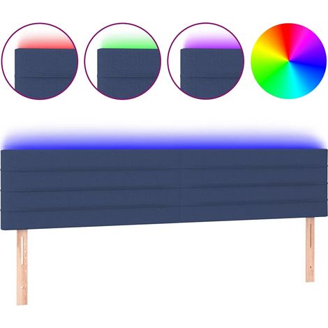 Maison Exclusive - Cabecero con LED de tela azul 160x5x78/88 cm (1/5)