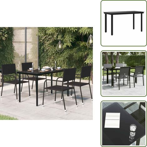 Tavolo da pranzo in acciaio - vidaXL Tavolo da Giardino Nero 140x70x74 cm in Acciaio e Vetro - Tavolo da giardino nero