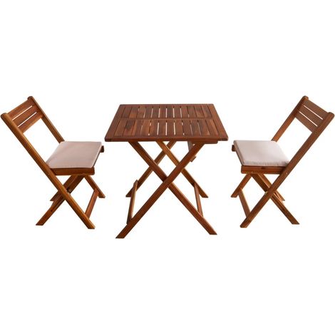 set da giardino pieghevole eurogarden "genova" in legno di acacia oliata 2 sedute e tavolo