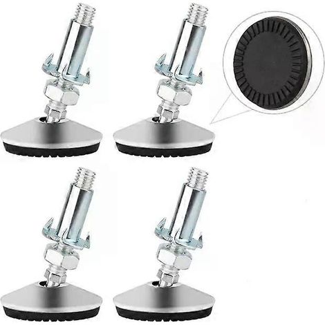 Lot de 4 pieds de nivellement réglables et pivotants de 50 mm pour meubles, avec écrous en T, boulons et vis. Convient aux armoires, tables, établis et chaises. 50 x 8 x 50 mm (1/5)