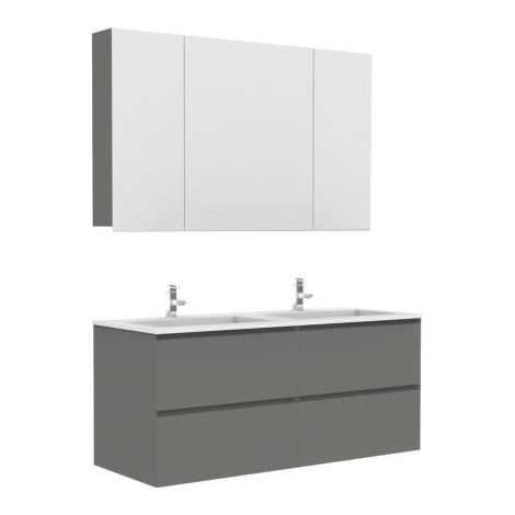 ONDEE - Mueble de baño suspendido colección MAX - Entregado montado - Ancho 120cm - Antracita brillante