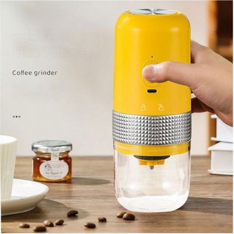 1 petit moulin à café sans fil avec plusieurs réglages de mouture, moulin à grains de café automatique et portable - Noir (1/5)