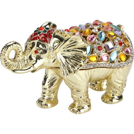 Schmuckkästchen mit Strass-Elefantenmotiv, Tierfigur, Schmuckschatzkiste für Frauen und Mädchen (1/5)
