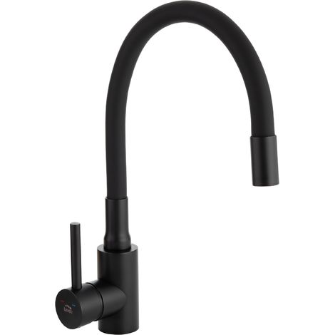 Robinet d'évier sur pied Nila avec bec flexible, noir (1/5)
