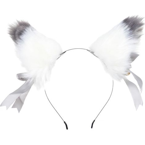 Pinza para el pelo con orejas de zorro de peluche, suave y esponjosa (para niñas y mujeres). (1/5)