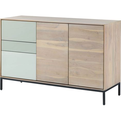 Kommode Akazie 134x45x85 grau-weiß geölt CHICAGO 07