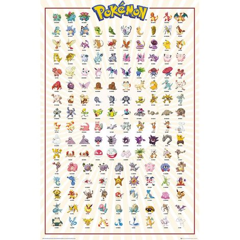 Poster Pokémon Kanto 151 French Characters 61x91.5cm.