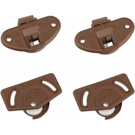 – Garniture complète pour porte coulissante – Monture et guide en plastique – Capacité de charge 15 kg – Finition marron foncé (1/3)