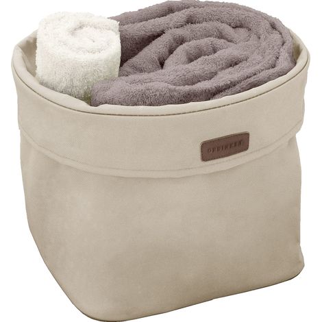 Ordinett Cestino Portaoggetti in Tessuto per Bagno, D28 cm, Beige