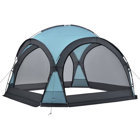 Gazebo da campeggio con 96 luci LED 345 x 345 x 247 cm azzurro 030008741