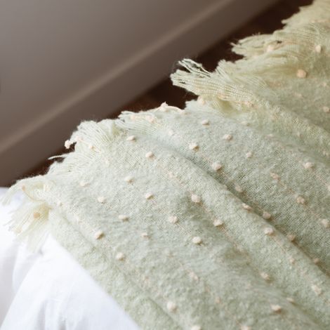 Plaid / Chemin de lit aspect mohair doux Vert 75x190 cm