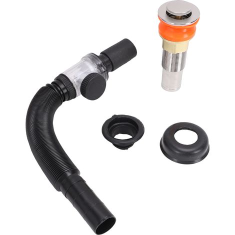 Siphon lavabo flexible avec bonde pop-up, kit évacuation universel anti-odeur et anti-fuite pour trous 1-1/4 à 2 pouces, PP (1/5)