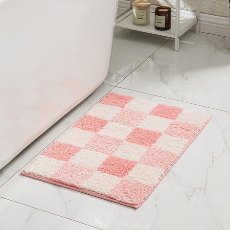 Tapis De Bain - Microfibre Absorbant Non Glissant - Pour Salle De Bain - 60 x 40 cm - Rose Blossom (1/5)