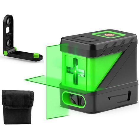 Niveau Laser Croix Vert, Commutable Ligne Laser Auto-nivellement, avec Base, Ligne Croix/Horizontale/Verticale, 20m, pour Intérieur Extérieur, batterie non incluse (1/4)
