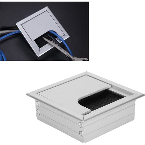 Organisateur de câbles de bureau en alliage d'aluminium avec brosse pour maison et bureau (1/5)