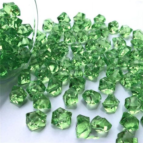 Acrylic Ice Rocks - 11x14 mm - Décoration Vase Aquarium Hydroponie - Vert Gazon - 150 Pièces (1/4)
