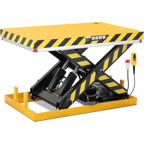 Mesa elevadora eléctrica profesional 380 voltios 2000 kg acero amarillo 140010061