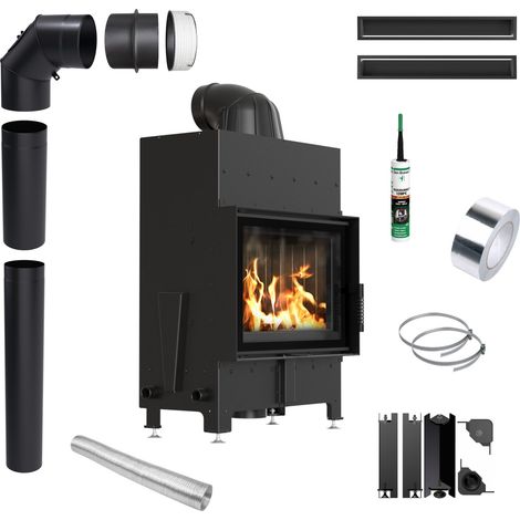 Luftkamin KRATKI FLOKI 8kW Ø160 schwarz mit Schließung Montageset (1/5)