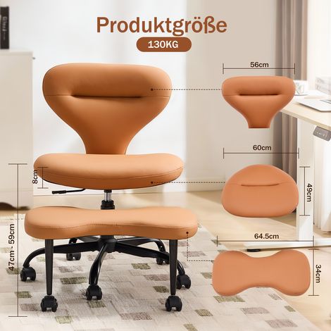 Outre les chaises de bureau doubles à jambes croisées et les fauteuils multimédias discrets à roulettes silencieuses, un design à dossier large et du cuir orange (1/5)