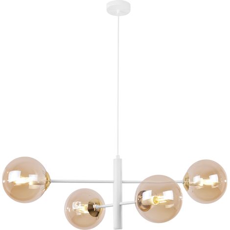 LAMPADA A SOSPENSIONE VICENZA BIANCO ORO 4 PIATTI LAMPADA MIELE PARALUME MIELE E14 (1/5)