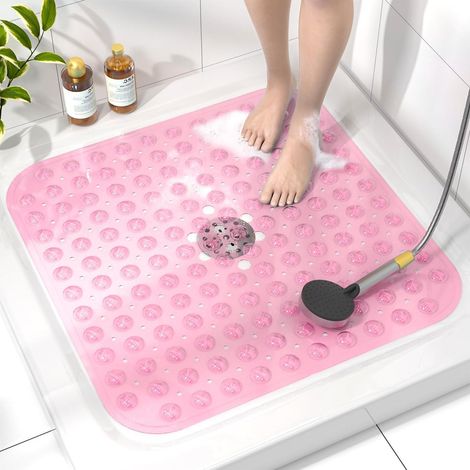 Duschmatte rutschfest Saugnäpfe BPAfrei Rosa 53 x 53 cm (Quadratisch) (1/5)