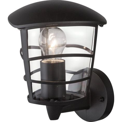 Illuminazione per facciate con lanterna da parete Lampada da terrazza in alluminio nera in un set con lampadine a LED (1/5)