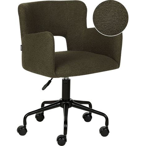 Desk Chair SANILAC Boucle Dark Green (1/5)