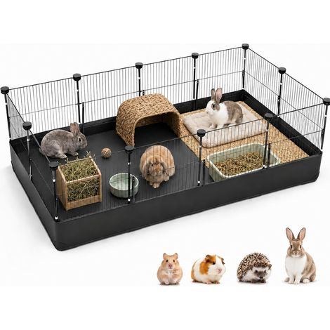 Parc Lapin d’Intérieur 122 × 60 cm, Enclos Métallique Modulable (1/5)