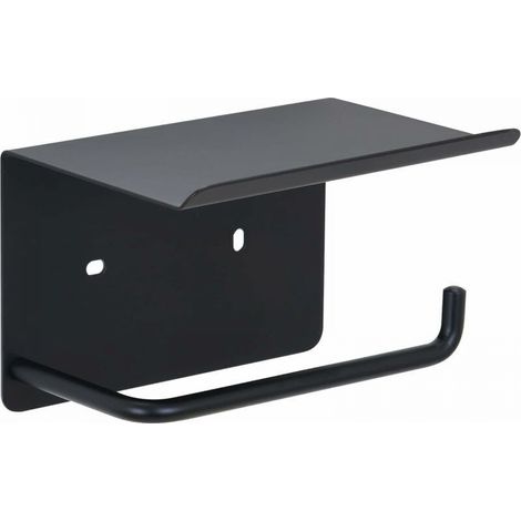Porte-papier hygiénique avec étagère adhésive, porte-rouleau de papier sans perçage en acier inoxydable SUS 304, porte-papier hygiénique mural auto-adhésif pour salle de bain (noir) (1/5)