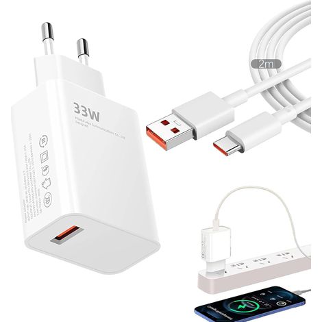 Chargeur 33W pour Xiaomi,Chargeur Charge Rapide pour Redmi et Cable USB C 2M 6A,Charge Turbo Type C Compatible avec Xiaomi Redmi Mi 13 12 Pro 11 Redmi Note 12 12S 11 11Pro 10 Poco X4 (1/5)