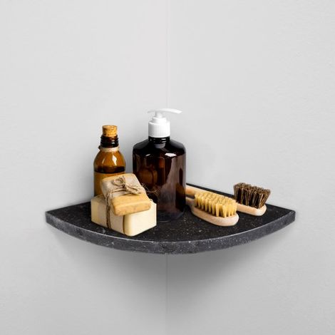 ALEDA STONE Easy Shelf Mensola doccia multiuso angolare a scomparsa in marmo naturale dark sky lucido codice prod: DRKAS1LU18 (1/5)