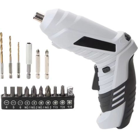 Perceuse-visseuse sans fil, batterie 600 mAh 3,6 V, tournevis + 16 accessoires, 2 sens de rotation + lampe LED, câble de chargement USB (1/5)