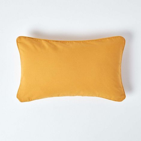 HOMESCAPES Cotton Plain Mustard Yellow Rectangular Cushion Cover, 30 x 50 cm