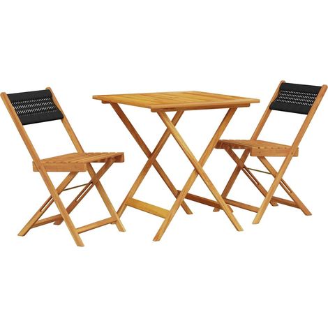 Maison Exclusive - Set da Bistrot 3pz Nero in Polipropilene e Legno Massello (1/5)