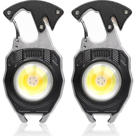 Lampe torche multifonction avec mousqueton, 2 pièces, porte-clés en épi de maïs, lampe de travail, 7 modes d'éclairage, 1600 lumens, lampe torche rechargeable, mini lampe torche, ouvr (1/4)
