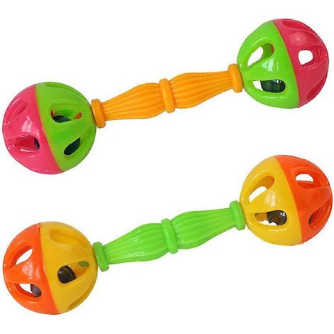 2er-Pack buntes Papageienspielzeug mit zwei Bällen und Glöckchen sowie Käfigzubehör