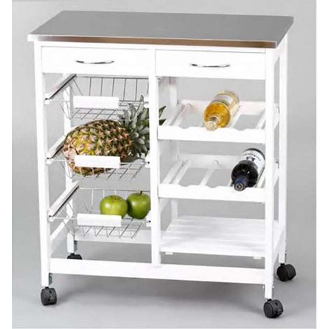 Carro cocina completo inoxidable en acabado blanco 76 cm(alto)67 cm(ancho)37 cm(largo)