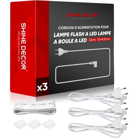 Cordon d'alimentation LED de 1,5 Mètre de Long pour 10 x 4.5 mm AC 220V 230V Bande Lumineuse LED Flexible, paquet de 3 (1/5)