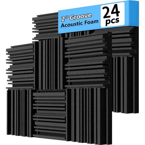 24er Pack Akustikpaneele 30 × 30 × 5 cm – Breitband-Absorptionsschaum mit Rillenstruktur, dekorative 3D-Wandpaneele für Studio und Schallschutz (1/5)
