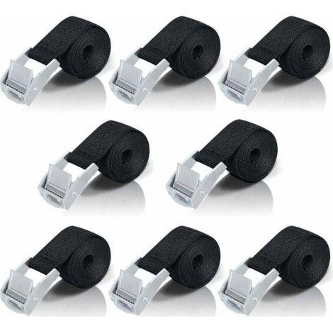 TONCHEAN Sangles d'arrimage 1M, 8 pièces sangles à cliquet avec attaches en alliage de zinc pour fixer moto/voiture/porte-vélo/bagages/téléphone portable fermeture éclair tendeur de plaque de carte de (1/5)