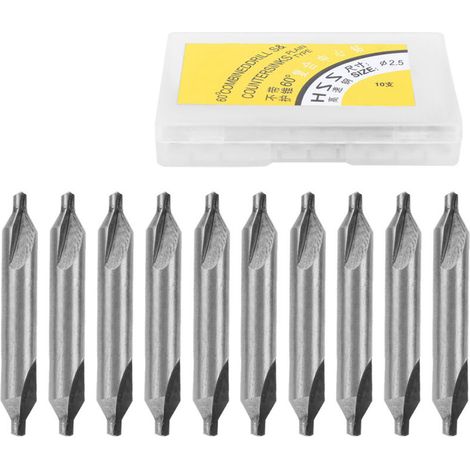 Foret Central - Acier Rapide 4341 - Tige Droite - Diamètre 2,5 mm - Pour Perçage Précis et Centrage - 10 Pièces (1/5)