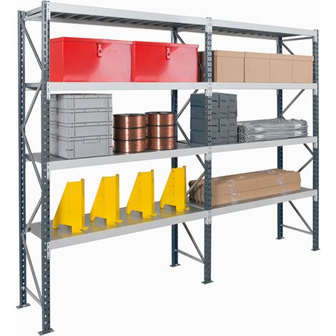Regale für mittelschwere Lasten 4 Ebenen - Startmodul - 2000x1500x800mm -Last 480kg/Ebene - RAYOMLT/4N/1580/D1