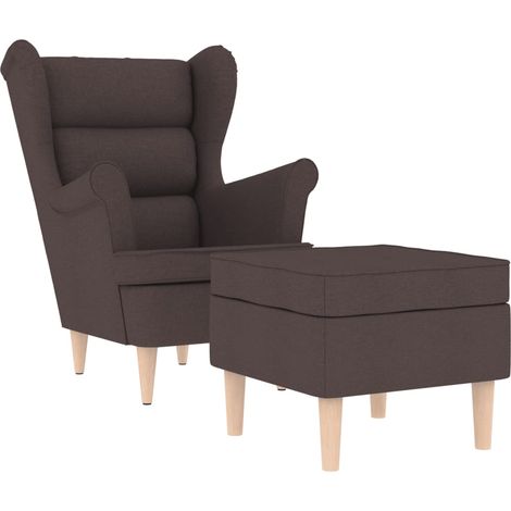 Sessel mit Fußhocker Dunkelbraun Stoff vidaXL