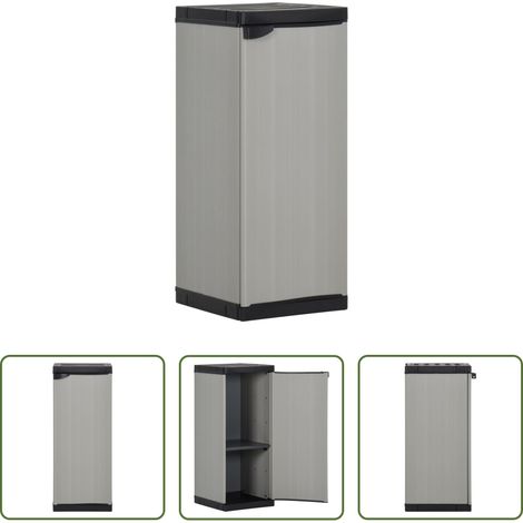 vidaXL Armoire en plastique -  Armoire de rangement de jardin 1 étagère Gris/noir 35x40x85 cm (1/5)