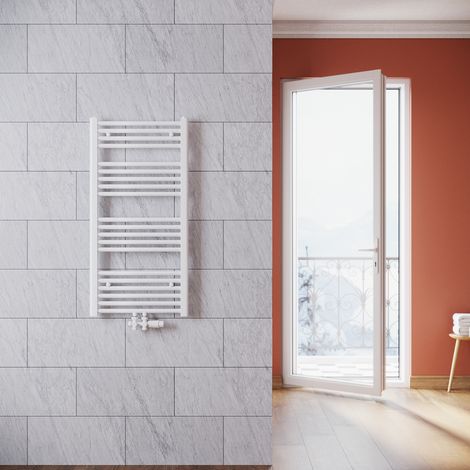 SONNI Termoarredo Scaldasalviette Verticale Radiatore ad Acqua Calda Bianco con Valvola Connessione Centrale 1000x400mm, 453 W (1/5)