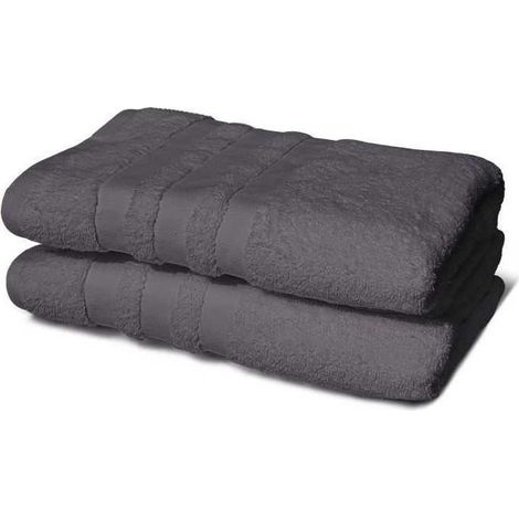 Set di 2 asciugamani da bagno LOVELY HOME 70 x 140 cm antracite 100% cotone 500 g/m² (1/3)