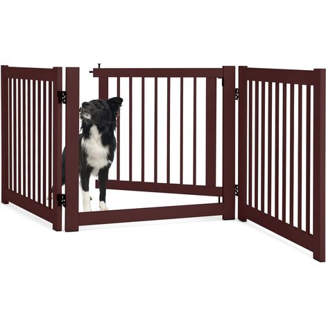 Costway – Barrière de sécurité pour enfants – Clôture extensible en bois de pin – Panneaux pliants 3x 60,9 cm – Porte verrouillable et antidérapante (1/5)