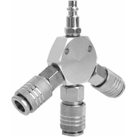 Répartiteur à air comprimé en Y - Raccord rapide - 3 voies - Raccord pneumatique - Raccord rapide - 1/4 F-NPT Raccord rapide (1/5)