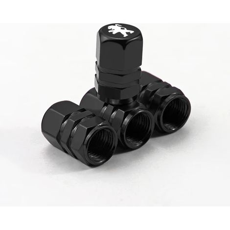 (Noir C) 4 bouchons de valve de pneu de style automobile compatibles avec Peugeot 206 307 308 3008 207 208 407 508 2008 5008 107 106 205 4008 (1/5)